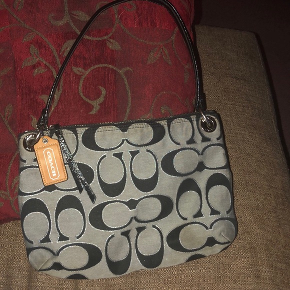AUTHENTIC Black and grey coach bag. Blue inside - Picture 2 of 9